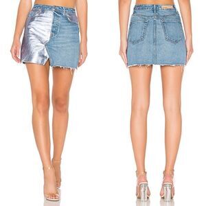 GRLFRND BLUE DENIM JEAN MINI SKIRT